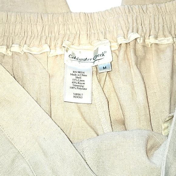 Coldwater Creek sz M linen blend 2-piece pant set tan - Picture 9 of 13